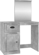 vidaXL Masă de toaletă cu oglindă, gri beton, 90x50x132,5 cm, lemn