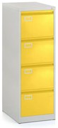 Dosar metalic A4 - 4 sertare, 45,5 x 62 x 132 cm, încuietoare cilindru, galben - ral 1023