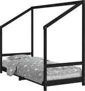 vidaXL Cadru de pat pentru copii, negru, 80x200 cm, lemn masiv de pin