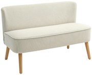 HOMCOM Canapea cu două locuri, umplutură moale, husă ușor de întreținut, până la 150 kg, 117 x 56,5 x 77 cm, Alb crem | Aosom Romania