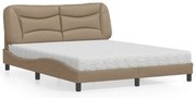 vidaXL Pat cu saltea, cappuccino, 160x200cm piele ecologică