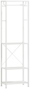 HOMCOM Cuiere de Intrare cu Suport pentru Încălțăminte, Bară pentru Haine, 4 Cârlige, Raft Superior și 2 Rafturi pentru Încălțăminte, 52x30x180 cm, Alb | Aosom Romania