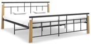 vidaXL Cadru de pat, 180x200 cm, metal și lemn masiv stejar