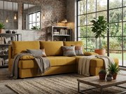 Coltar extensibil de colt VENORIA SLIM, mustar, reversibil, 200x143 cm + 2 perne GRATUIT