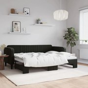 vidaXL Pat de zi cu extensie, negru, 80x200 cm, catifea