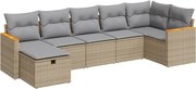 vidaXL Set canapele de grădină, 7 piese, cu perne, bej, poliratan