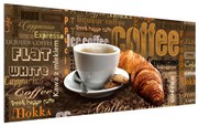 Tablou cu ceașca de cafea și croissanți (120x50 cm), în 40 de alte dimensiuni noi