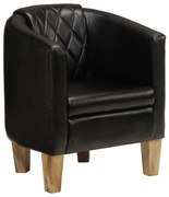 vidaXL Fotoliu tubular, negru, piele naturală