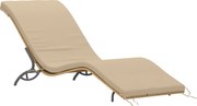 Outsunny Șezlong din poliratan, șezlong de grădină cu pernă, rezistent la intemperii, capacitate 120 kg, 166 x 63 x 76 cm, Bej | Aosom Romania