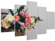 Tablou cu coș și flori (150x105 cm)