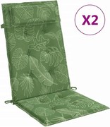 vidaXL Perne de scaun spătar înalt, 2 buc, model frunze, textil Oxford