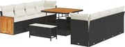 vidaXL Set de canapele pentru grădină cu pernă 11 pcs Negru și Crem