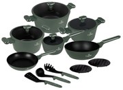 Set oale si tigai 15 piese Green Matt Berlinger Haus BH 8208, verde mat