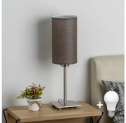 Lampă LED de masă Eglo TUNJA 1xE27/60W/230V 26,5 cm crom mat/maro