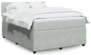 vidaXL Pat box spring cu saltea, gri deschis, 140x190 cm, catifea