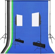 vidaXL Kit studio foto cu lumini modelatoare și fundaluri