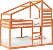 vidaXL Pat supraetajat cu acoperiș maro ceruit 90x190cm lemn masiv pin