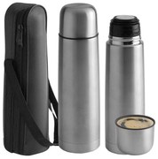 Thermos Rosberg R52010A, 1 litru, Cu sac și cană, Dop, Oțel inoxidabil