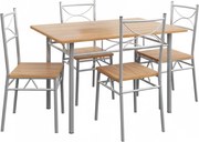 Set de mese de dining PAUL, 5 bucăți, maro natural Casaria