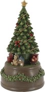 Decorațiune cutie muzicală, din acril, pictată manual, cu brad de Crăciun rotativ și melodie Jingle Bells, 10x19 cm, „Noël"