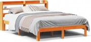 vidaXL Cadru pat fără saltea, maro ceruit, 135x190 cm, lemn masiv pin