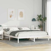 vidaXL Cadru de pat cu headboard Alb Lemn masiv de pin