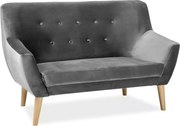 Canapea NORDIC 2, gri Bluvel 14, stofa catifelata/lemn de fag, 136x75x
