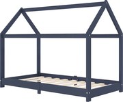 vidaXL Cadru de pat pentru copii, gri, 80 x 160 cm, lemn masiv de pin