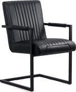 Scaun vizitator negru OFF 834 din piele ecologică cu mânere metalice și cadru vopsit
