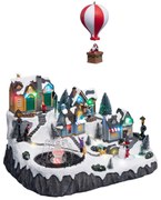 Sat de Crăciun, scenă de Crăciun cu un balon, 41,5 x 30 x 51,5 cm