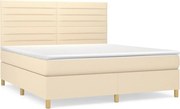 vidaXL Pat continental cu saltea, crem, 180x200 cm, textil