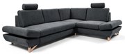Colțar extensibil tapițat AVESTA, cu spațiu de depozitare, în formă de L, pe partea dreaptă, antracit