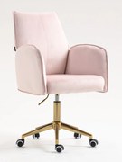 HR280K Scaun Roz din Catifea cu Bază Aurie