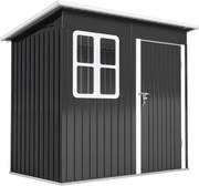 Outsunny Căsuță de Grădină 2,55m² din Oțel Zincat cu Kit de Fundație, Ușă Blocabilă, Acoperiș Înclinat, Gri | Aosom Romania