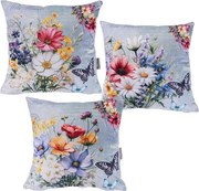 decoDoma Set de 3 fețe pernuțe SPRING FLOWERS 45 x 45 cm