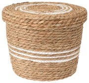 Cos depozitare cu capac, 30x30x24 cm, ratan/salcie, maro/alb