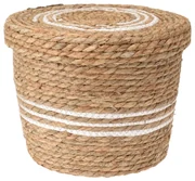 Cos depozitare cu capac, 30x30x24 cm, ratan/salcie, maro/alb