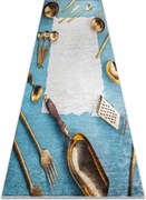 ANDRE 33220 covor lavabil linguri, bucatarie, anti-alunecare - albastru / aur