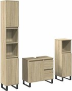 vidaXL Set mobilier de baie, 3 piese, stejar sonoma, lemn prelucrat