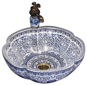 REA-U5666 - Lavoar pentru blat VIVIEN, Ø 42,5 cm, din ceramică, model ornamental
