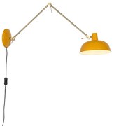 Lampă de perete retro oțel galben cu bronz - Milou