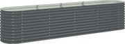 vidaXL Strat înălțat de grădină, gri, 400x80x81 cm, oțel galvanizat
