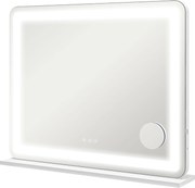 HOMCOM Oglindă de Machiaj cu Lumini LED în 3 Culori, Oglindă de Perete și Masă cu USB, 80x62x14 cm, Alb | Aosom Romania