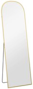 HOMCOM Oglindă de Podea și Perete cu Suport Pliabil, 50x161.5cm, Auriu | Aosom Romania