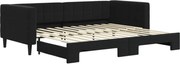 vidaXL Pat de zi cu extensie, negru, 90x200 cm, catifea