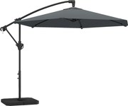 Outsunny Umbrelă de Grădină Offset 3x3 m, Umbrelă de Exterior cu Greutăți Reumplibile, Bază în Formă de Cruce, Sistem de Blocare, Manivelă, pentru Piscină Terasă, UV 30+, Gri Închis | Aosom Romania