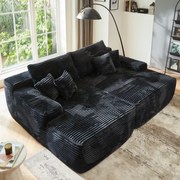 Canapea modulară, din spumă de înaltă densitate, fără asamblare, țesătură din velur, Negru