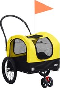 vidaXL Remorcă bicicletă & cărucior 2-în-1 animale, galben și negru