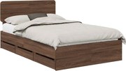 vidaXL Cadru de pat cu sertar Stejar maro 135 x 190 cm Lemn prelucrat