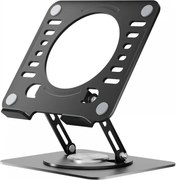 Suport Laptop Premium din Oțel Carbon, Reglabil, Rotativ 360°, Ergonomic, Negru